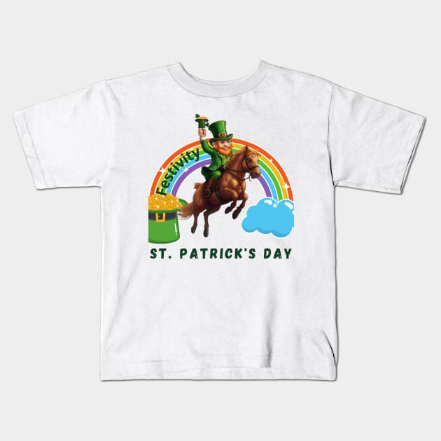 Shamrockin' & Rollin': A Lively St. Patrick's Day Festivity Kids T-Shirt by benzshope